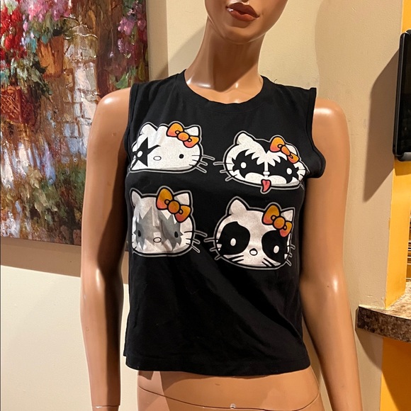Hello Kitty Tops - Black Hello Kitty Kiss S tank top two sided vintage